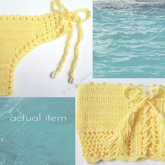 LAST ONE yellow Crochet lace up bikini - Picture 7 of 7
